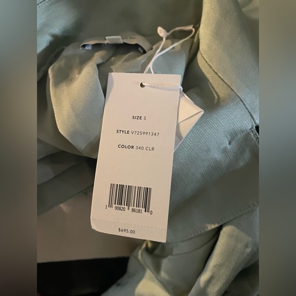 NWT $695 Vince Womens Coat S Small Celery Green Linen Blend Belted Coat - Picture 10 of 10